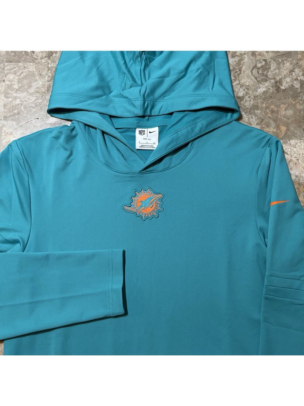 Nike Miami Dolphins Hoodie Mens Small Green Teal Lightweight Football On Field